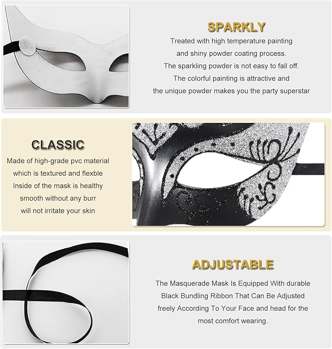 Couple Masquerade Masks for Women Men Venetian Masks for Halloween Carnival Costume Party Prom Ball