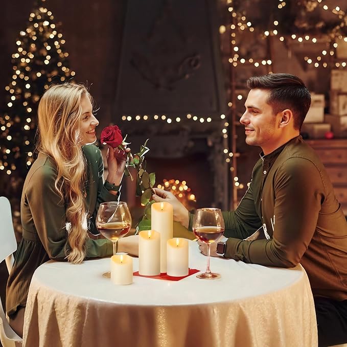 NURADA Outdoor Flameless Candles with Remote Timer - Waterproof Tall Realistic Flickering LED Pillar Electric Battery Operated Fake Candle for Home Wedding Fireplace Decor - Ivory 2 Pack (8" 8")