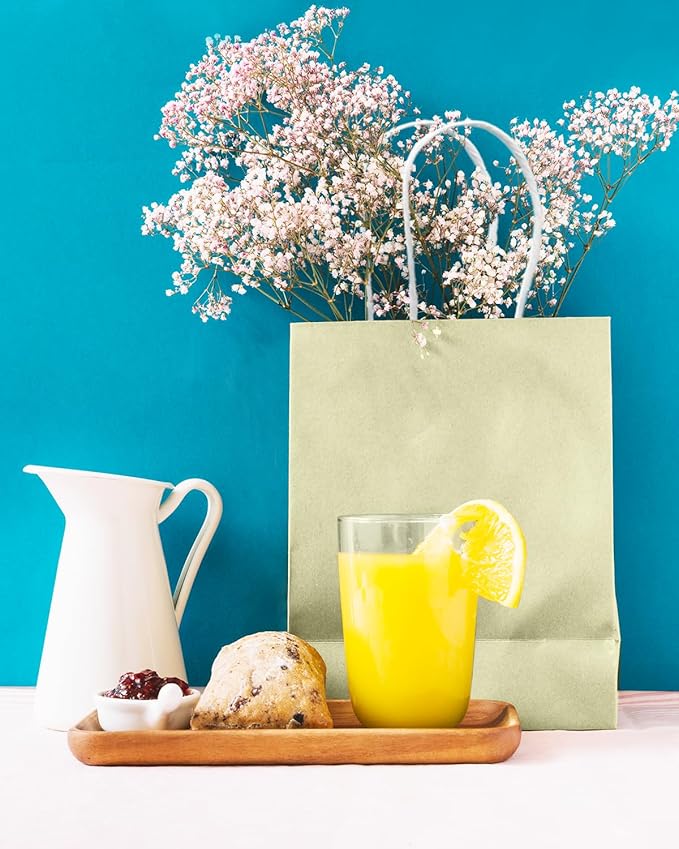 qiqee 30PCS Medium Gift Bag with Handles Bulk 11"x5"x8" Gift Bags Eggshell Green Bags Multiple Uses (Medium Size)
