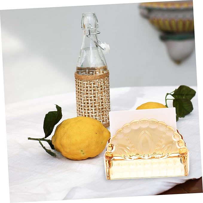 Vintage Amber Glass Napkin Holder Paper Tissue Dispenser for Tabletop Storage Upright Servilleteros for Parties Restaurants Cafes and Home Use