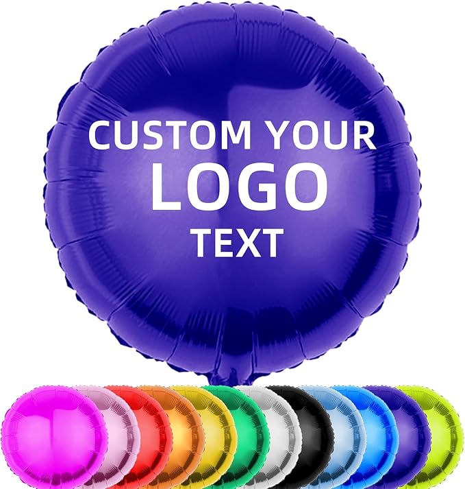 10Pcs 18 inch Custom Round Foil Balloon – Personalized with Logo, Photo or Text – Helium Mylar Balloon for Party, Event, Business,Birthday,Wedding (30)