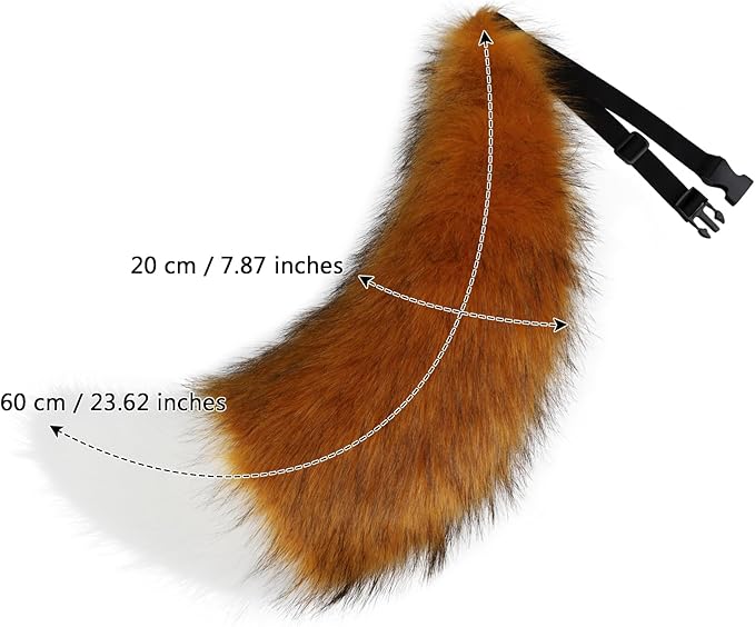 Adolala Faux Fur Wolf Fox Tail with Adjustable Elastic Belt Halloween Cosplay Costume Accessory