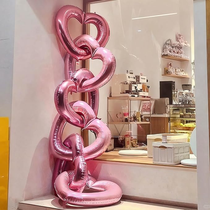 Pink Heart Balloons,3Pcs 40Inch Large Hollow Out Heart foil Balloon for Valentine's Day Birthday Wedding Baby Shower Anniversary Party Decorations