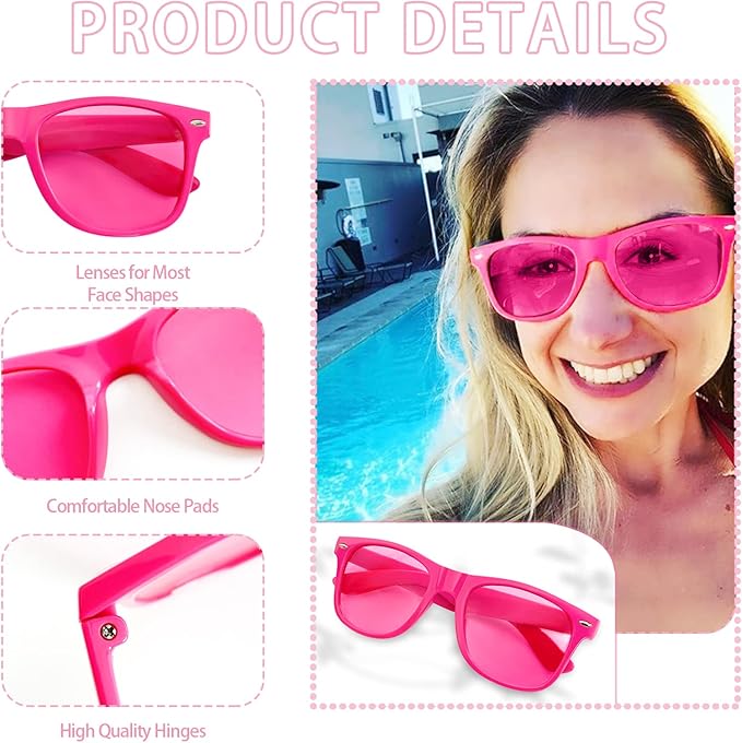 SUNOVELTIES 12/24 Pack Neon Party Sunglasses Mirrored/Jelly Lens Bulk Glasses Horn Rimmed Eyewear for Men Women