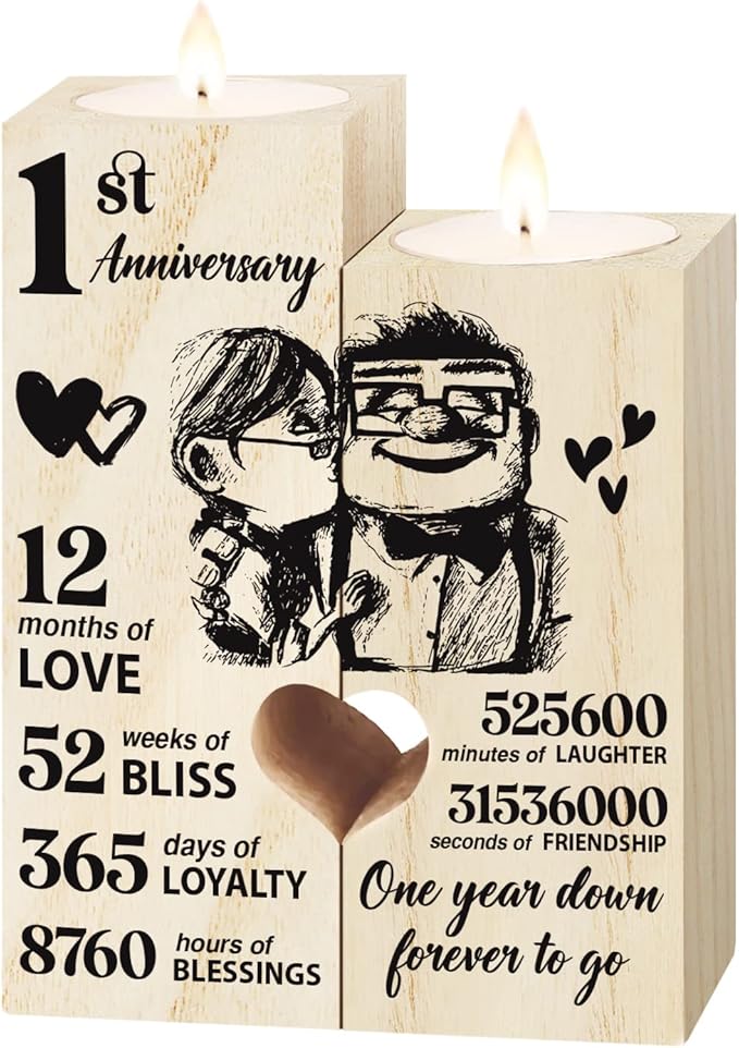 1st Anniversary Wedding Gifts for Wife Girlfriend, Couples Gift Candlestick,1st 1 Year Wedding Anniversary Romantic Gifts for Wife Husband, Presents for Girlfriend Boyfriend,One Year for Her Him