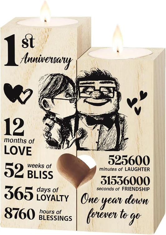 1st Anniversary Wedding Gifts for Wife Girlfriend, Couples Gift Candlestick,1st 1 Year Wedding Anniversary Romantic Gifts for Wife Husband, Presents for Girlfriend Boyfriend,One Year for Her Him