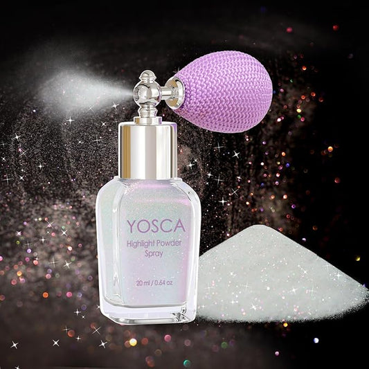 Yosca Body Glitter Spray, 30ML Loose Body Shimmer Powder Iridescent Hair Spray White Glitter Sparkle Highlighter Makeup Mardi Gras Concert Party Rave Accessories for Clothes Hair Face Nail Art