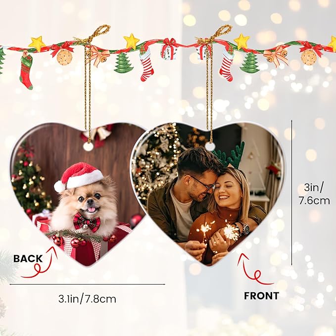 Custom Ceramic Christmas Ornaments with Photo Text - Personalized New Home Christmas Hanging Decorations Decorations