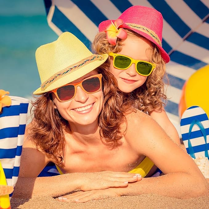 12/24 Pack Wholesale Retro Neon Colors Party Favor Supplies Unisex Sunglasses Bulk for Adults Teens, UV400 Protection