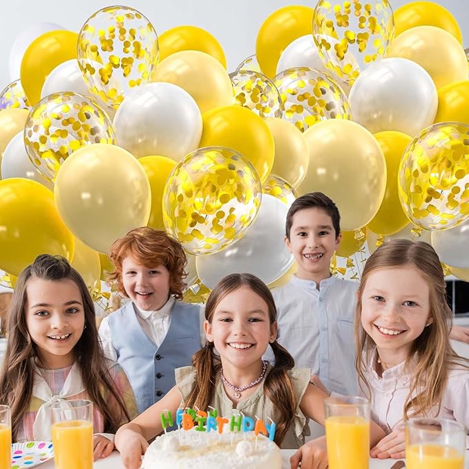60PCS White and Gold Balloons,Gold Confetti Balloons White and Gold Balloon Arch Kit,Suitable for Wedding Birthday Party Graduation Engagement Bridal Shower Decorations