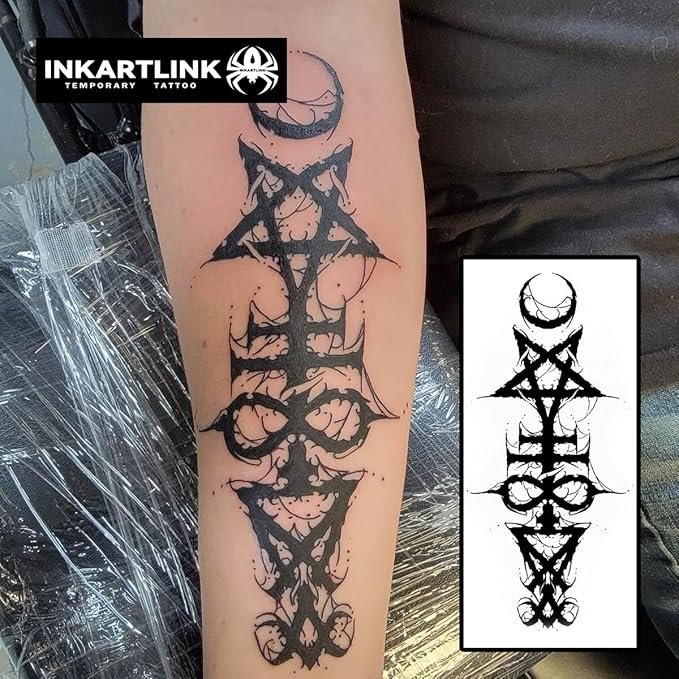 INKARTLINK Temporary Tattoos, Large Semi Permanent Tattoos, Adult Art Designs, Party Favors, Waterproof, Realistic, No Adhesive, No Reflective, Lasts 1-2 Weeks (Ancient Symbols 3)