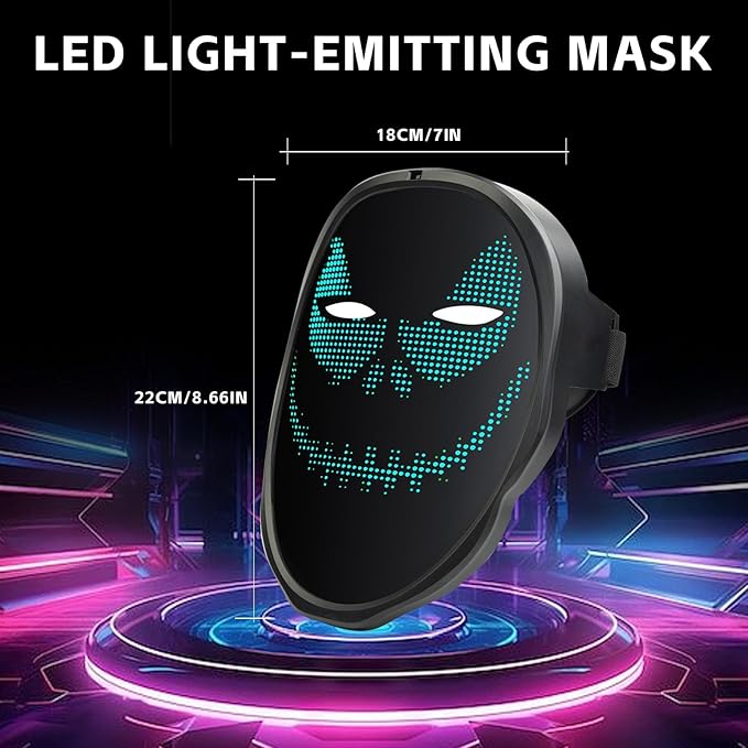 LED Mask with APP & Gesture Control - Perfect for Cosplay, Masquerade Balls & Party Costumes for Adult Unisex Mask