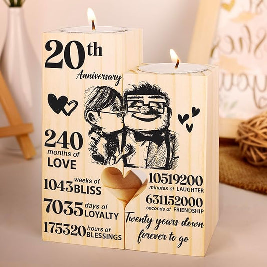 20th Anniversary Wedding Gifts for Wife,Husband, Couples Gift Candlestick, Twenty Years Wedding Anniversary Present Gifts for Her, Him, Parents, Mum and Dad
