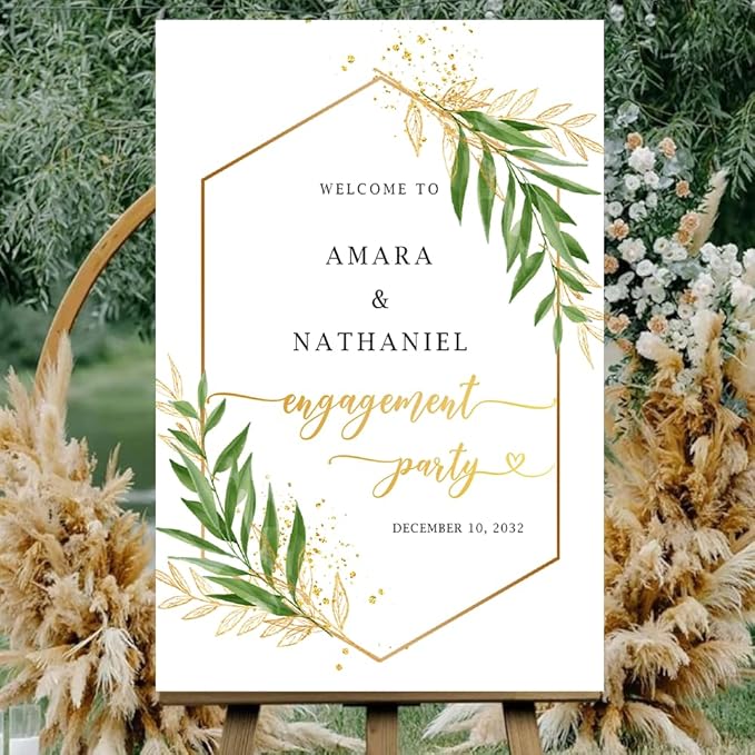 Personalized Engagement Welcome Sign – Minimalist Engagement Party Yard Sign – We’re Engaged Signs – Engagement Party Decorations for Couple - She Said Yes! (Version 12)