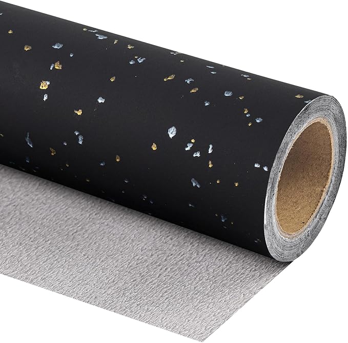 WRAPAHOLIC Black Wrapping Paper Roll - Mini Roll - 17 Inch x 16.5 Feet - Black Gold Design with Silky Touch Perfect for Birthday, Holiday, Wedding, Baby Shower