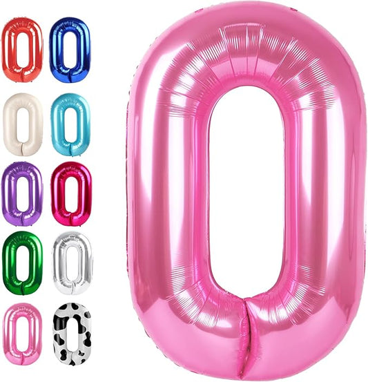 Pink 40 Inch 0 Number Balloons, 0 Decorations for 10 20 30 40 50 60 70 80 90 100Birthday, Foil Giant Birthday Graduations Anniversary Party Balloons