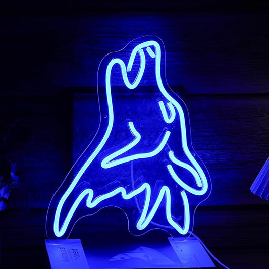 LISIGNVE Wolf Neon Sign Blue Led Cute Wolf Neon Lights for Wall Decor Dimmable USB Bedroom Sign Lights for Kids Room Home Decor Birthday Party Gifts