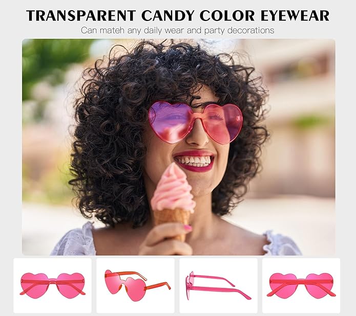 40 Mixed Style Rimless Sunglasses Retro Colored Party Glasses Funny Rimless Pool Bachelor Costume Accessories