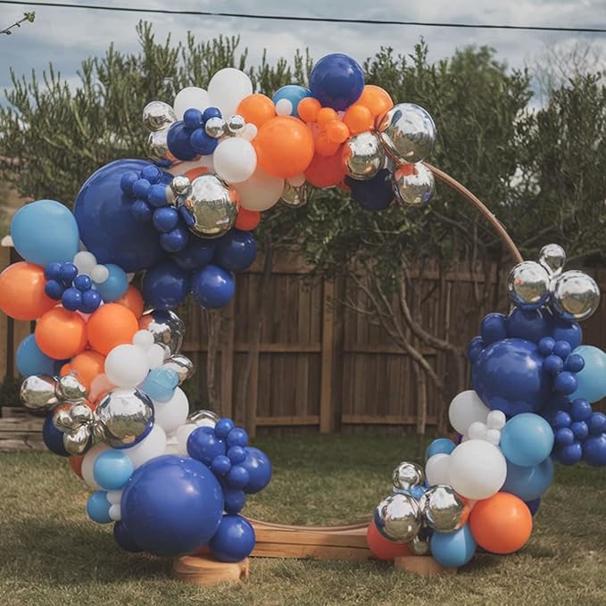 Blue and Orange Balloons, Blue Silver Orange Balloons, Royal Blue light Blue Grey Metallic Balloon for Outer Space Astronaut Theme Boy Birthday Party Baby Shower Wedding Graduation Decorations