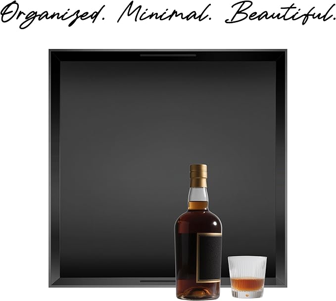 Glossy Black Acrylic Serving Tray with Handles-Butler Trays for Coffee Table, Snacks,Breakfast in Bed, Kitchen Countertop,Vanity,Makeup Organizer,Ottoman (Black, 20x20 Inch)