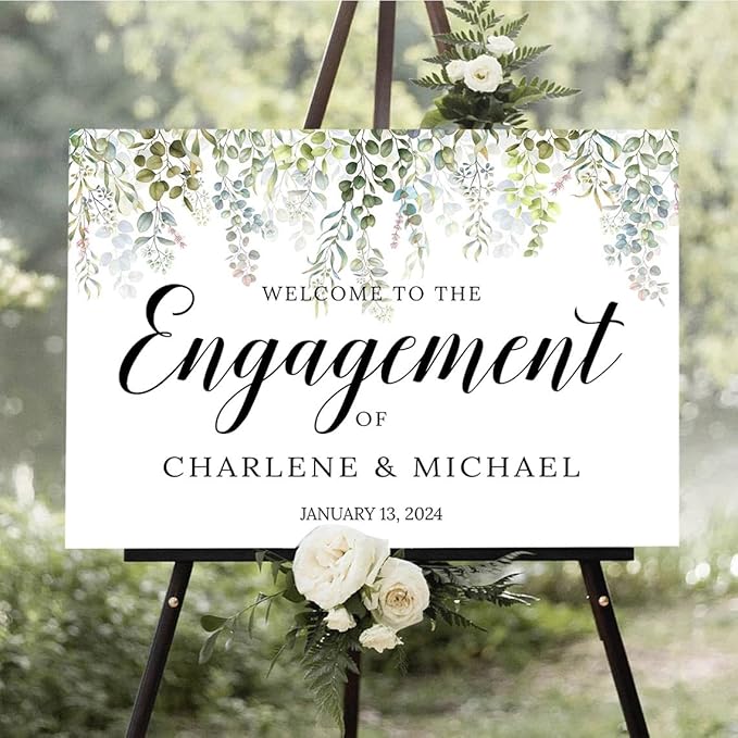 Personalized Engagement Welcome Sign, Engagement Party Sign, Engagement Decor, Engagement Decorations, Engagement Sign, Engaged Sign, Engaged Welcome Sign UNIPROSIGNS #13