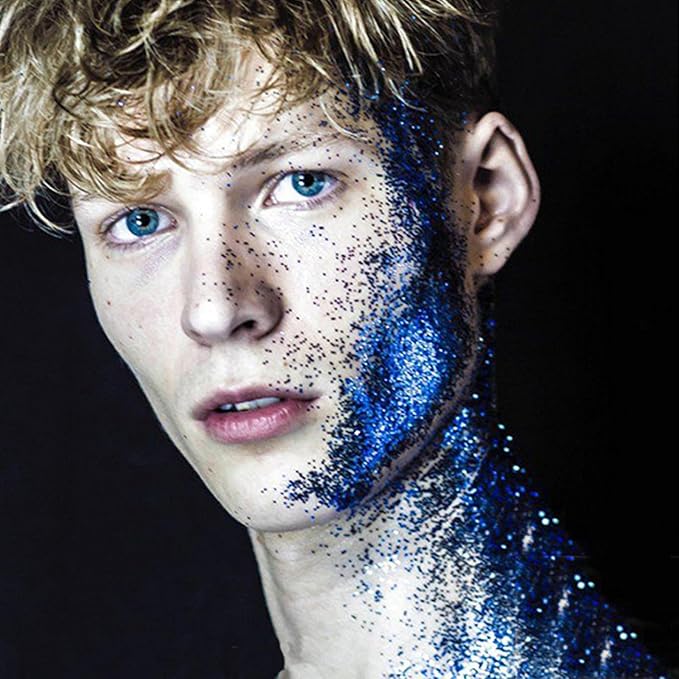 MEICOLY Navy Blue Face Body Glitter,4th of July Face Glitter Accessories,Mermaid Sequins Chunky Glitter Face Paint for Face/Body/Hair/Eye/Lip,Sparkly Body Glitter for Women and Kids