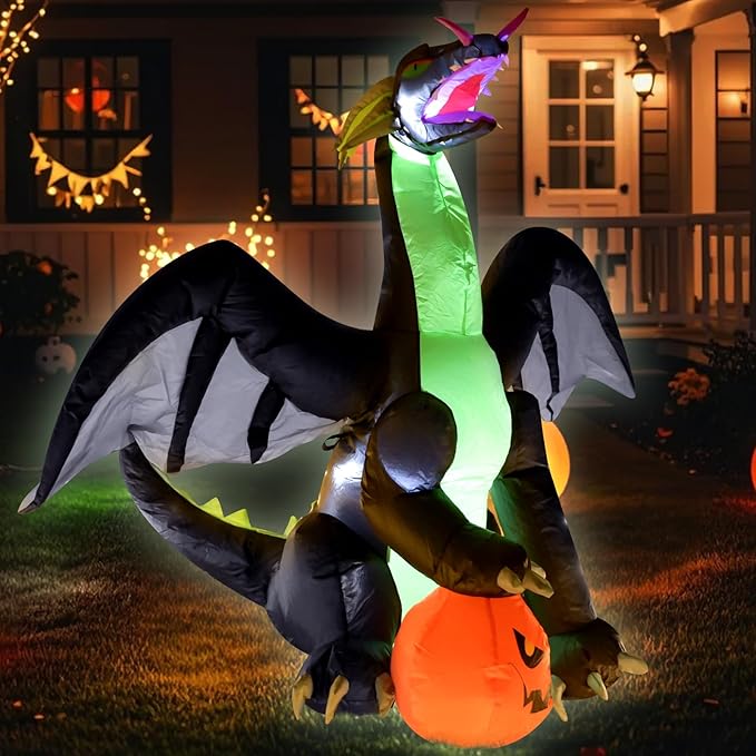 4FT Dinosaur Halloween Inflatable Halloween Blow Up Decoration with LED Lights Indoor Outdoor Yard Graden Holiday Party Decor