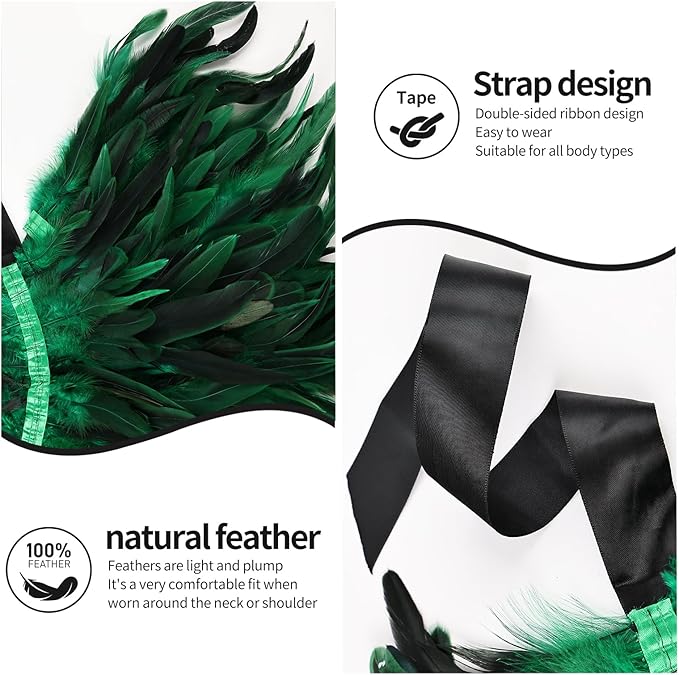 Gothic Natural Feather Shrug Feather Shawl Wrap Cape Victorian Collar for Halloween Cosplay Party Costume Accessories