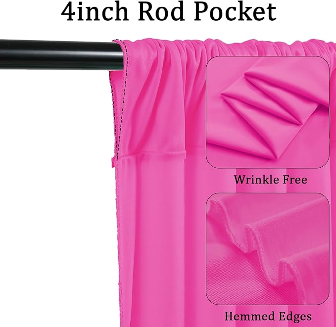 10x7FT Black and Pink Backdrop Curtain – Wrinkle-Free Polyester Party Background for Birthday, Wedding, Baby Shower, Photography, Photo Booth Wall Decor for Adults & Kids