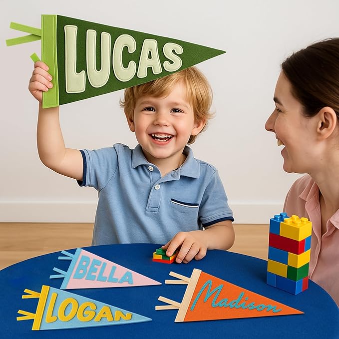 Custom Felt Pennant Flag for Baby Boy Girl Toddler, Custom Name Sign Pennant Banner Flags for Bedroom kids Room, Flag Banner Wall Flags Birthday Gifts for Nursery Boy Room Decor Playroom Decor
