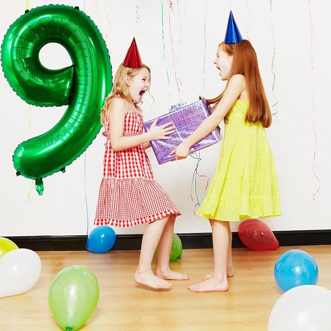 Green Number Balloons, 40 Inch Dark Green Balloon 9.9 Helium Balloon 9th Birthday for 9 Years Birthday Party Wedding Anniversary Decoration Children Girls Boys