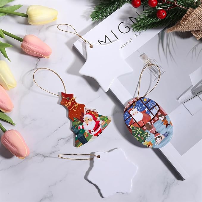 Custom Ceramic Christmas Ornaments with Photo Text - Personalized New Home Christmas Hanging Decorations Decorations