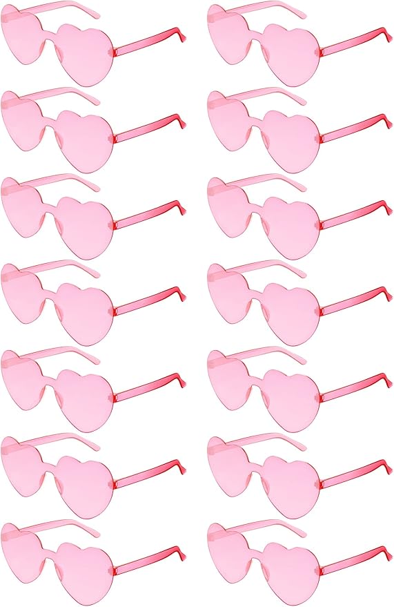 Flutesan 42 Pairs Heart Shaped Sunglasses Bulk for Women Cute Y2k Trendy Rimless Transparent Heart Glasses for Party Favor