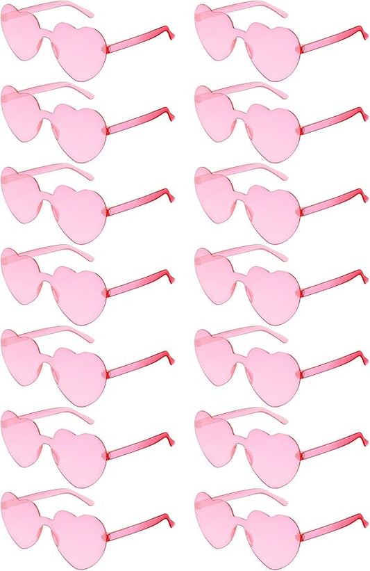 Flutesan 42 Pairs Heart Shaped Sunglasses Bulk for Women Cute Y2k Trendy Rimless Transparent Heart Glasses for Party Favor