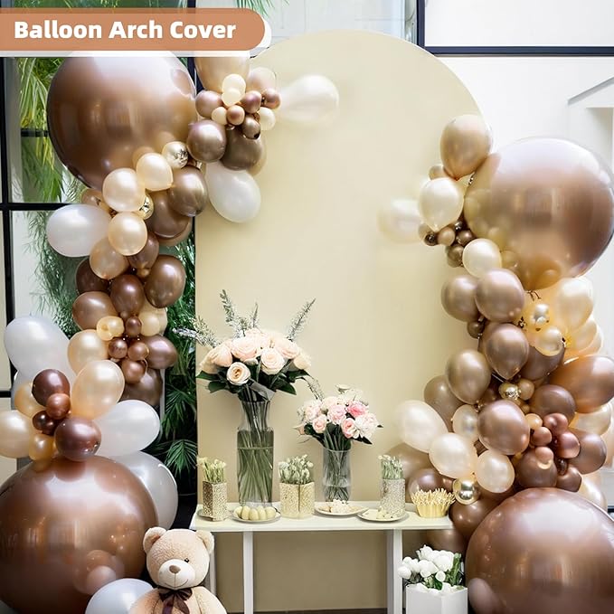 HEMMOTOP Beige Arch Backdrop Cover (No Arch Stand), 6 ft Spandex Arch Covers Stretchy Backdrop for Balloon Arches, Wedding, Birthday Party, Baby Shower, Banquet Arch Decoratio