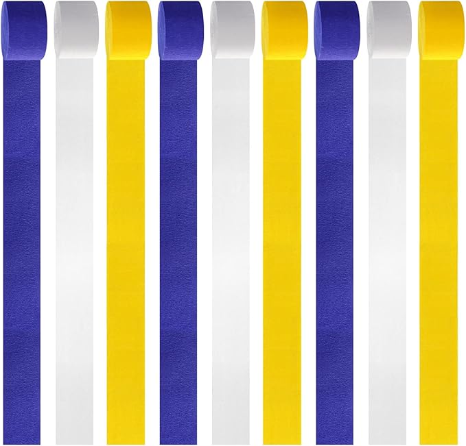 Navy-Blue White-Yellow Party-Decorations Supplies Streamers - 8 Rolls Graduation Wedding Birthday Baby Bridal Shower Crepe Tissue Paper Streamer Garland Decor Panduola