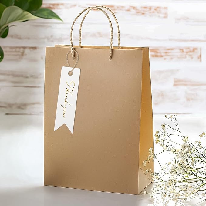 G2PLUS High-end Metallic Gold Thank You Tags, 100PCS 2.8'' x 0.8'' Gift Tags with String for Arts and Crafts,Gift Wrapping (White)