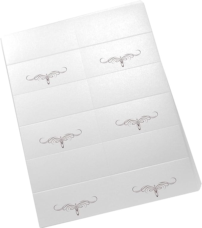 Decadent Flourish Printable Place Cards, Chocolate (Choose Color), Set of 150 (25 Sheets), Laser & Inkjet Printers - Wedding, Party, Dinner, and Special Events - Made in the USA