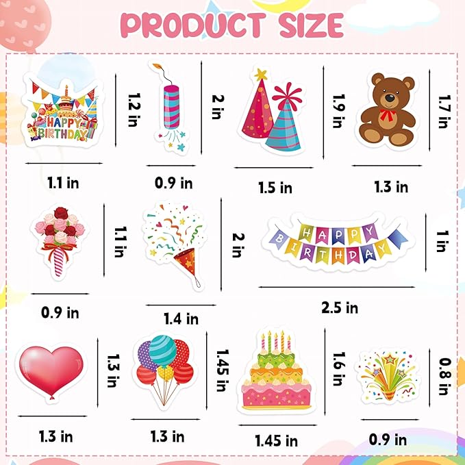 300Pcs Happy Birthday Foam Stickers, Cute Colorful Birthday Stickers Self Adhesive Sticker for Home Office School Classroom DIY Art Craft Birthdays Party Decorations Supplies
