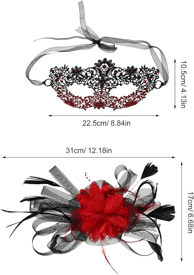 Venetian Plume Half Face with Unique Hair Clip Lightweight Elegant Party Accessory for Halloween Carnival and Costume Performances