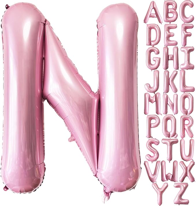 Lovoir 40 Inch Pastel Pink Letter N Balloons, 1 Pcs, Letter Balloons, Alphabet, Self Sealing, Mylar Foil Material, Perfect for Boys, Girls, Unisex Adult, Birthday, Anniversary