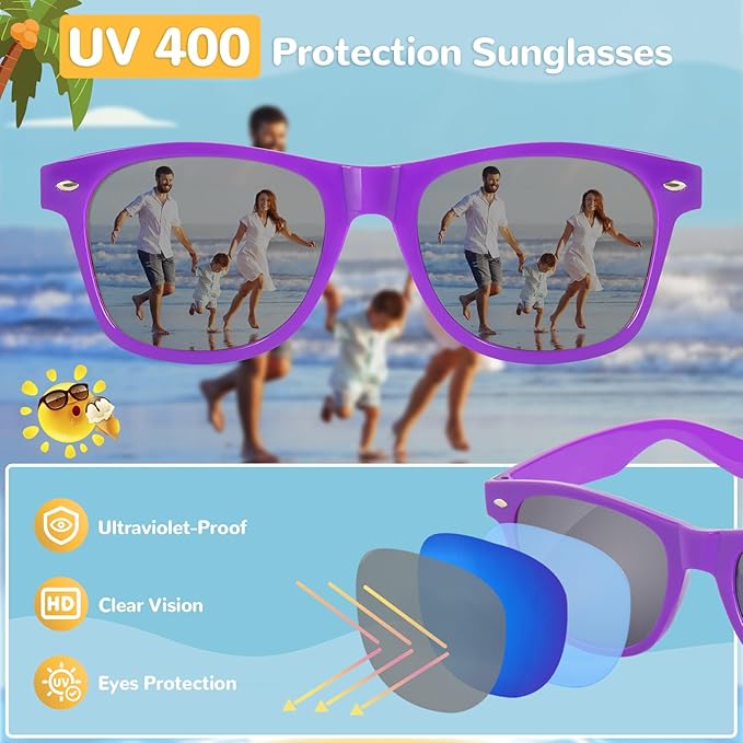Black Sunglasses Party Favors - 12 Pack Sunglasses Bulk for Wedding Graduation Birthday Pool Beach Party Supplies