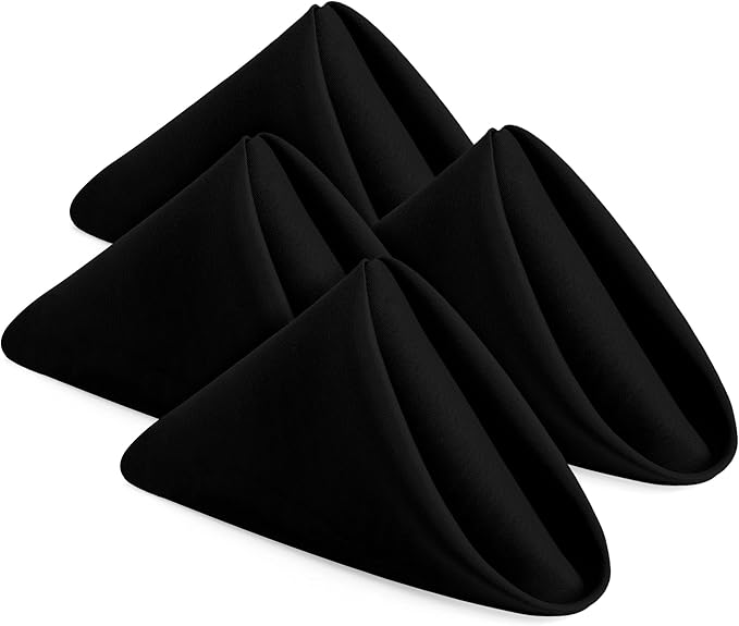 Utopia Home [24 Pack, Black] Cloth Napkins 18x18 Inches, 100% Polyester Hemmed Edges, Washable and Reusable Ideal for Parties, Weddings and Dinners