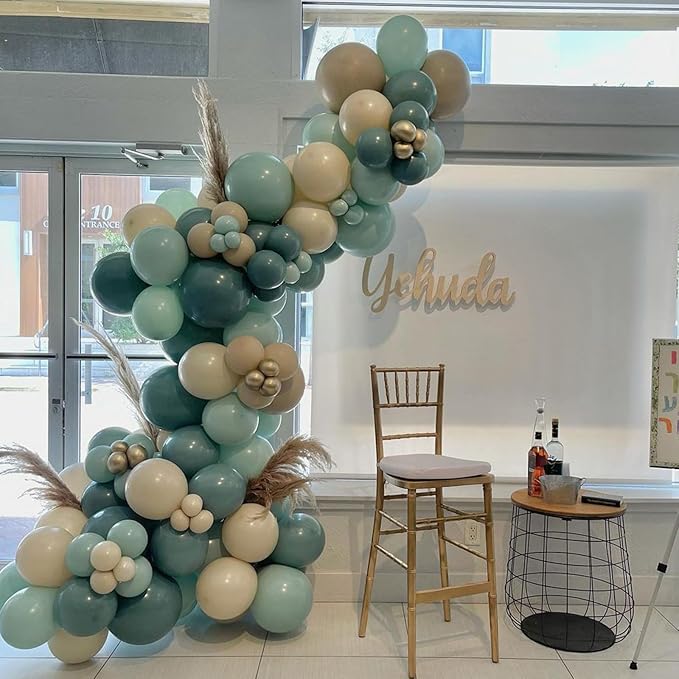 Blue Balloons 113Pcs, Dusty Balloon Arch Garland Kit Different Sizes, 5 10 12 18inch Matte Retro Slate Fog Latex Helium for Boho Birthday Wedding Baby Shower Party Decorations QQ-113