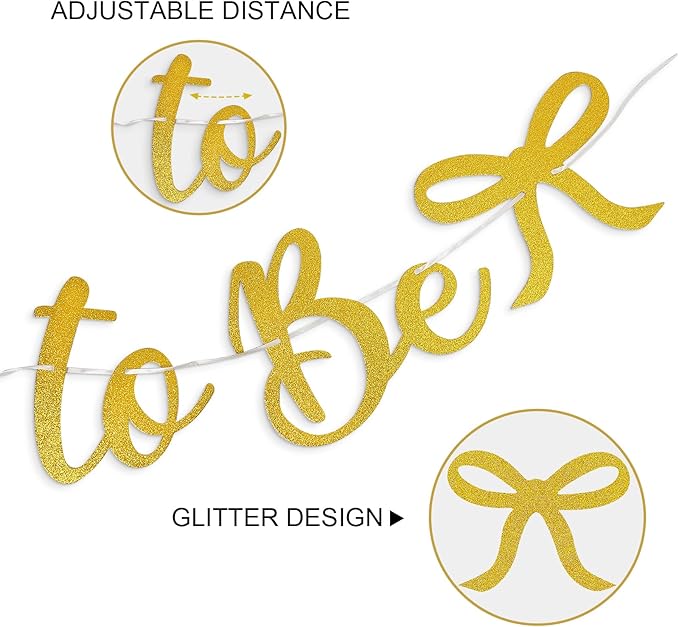 Bride to Be Banner, Gold Bride to Be with Bow Glitter Bachelorette Bridal Party Banner BRIDE TO BE Sign for Gold Bachelorette Bridal Shower Wedding Engagement Hen Party Decorations