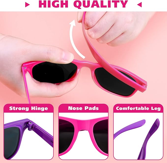 24 Pack 12 Color Neon Sunglasses Party Favors,80’s Retro Style Perfect Colorful Novelty Sun glasses Set for Birthday Party Supplies,Beach,Pool Party Favors,Party Toys,Goody Bag Favors for Kids Adults