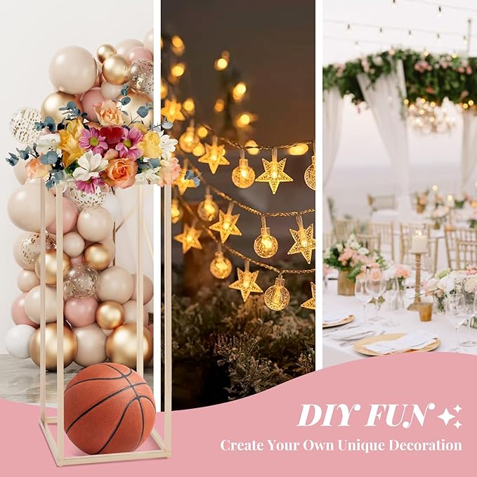 Column Vase,10PCS Metal Vase Column Stand,Wedding Centerpieces for Table,24in Tall Gold Metal Flower Stand for Wedding Event Party Props Home Decor T-Stage Reception Party