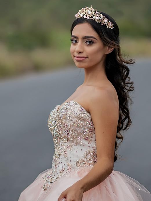 SWEETV Jeweled Wedding Tiaras and Crowns for Women, Metal Princess Tiara Queen Crown for Bride, Bridal Headpieces for Birthday Quinceanera Pageant Prom