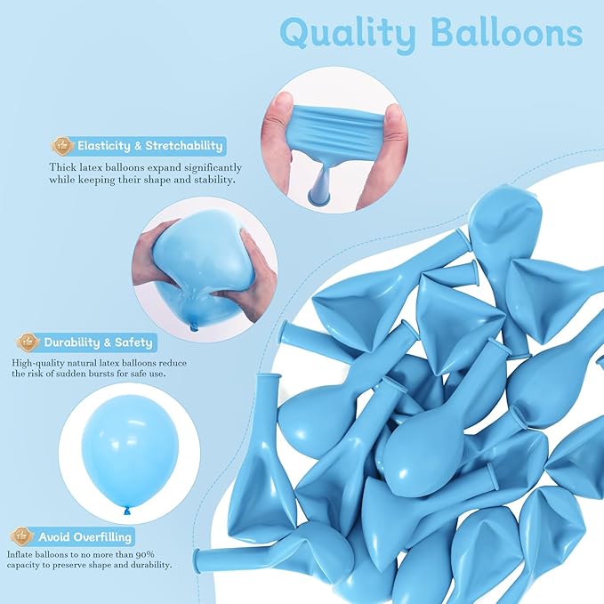 Blue Balloons, 60 PCS Light Blue Balloons 12 Inch Latex Balloon for Birthday Party Decoration, Wedding, Baby Shower, Bridal Shower, Holiday Party Decoration and Balloon Garland