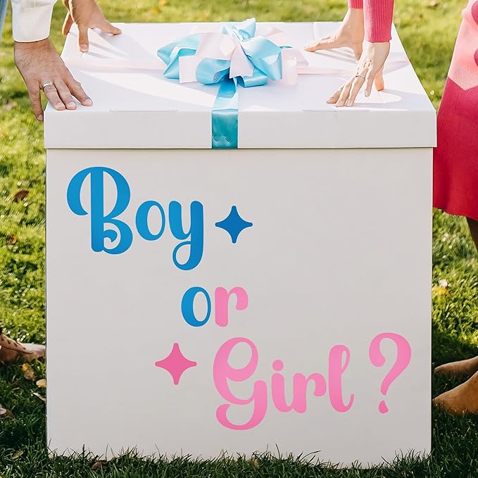 EGD Boy or Girl Vinyl Decal | Gender Reveal Party Backdrop Sticker | Fun Wall Decor for Baby Showers & Gender Reveal Celebrations | One Size, Bold Color (C. BOY OR Girl)